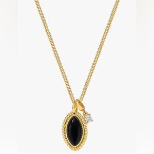 Gorgeous Dillards 18KT dip Black Onyx Topaz Charm pendant necklace